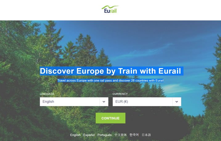 欧铁通票官方在线销售网站：Eurail.com