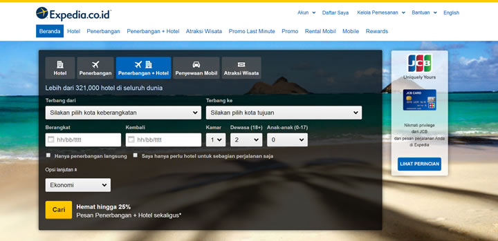Expedia印度尼西亚站：预订酒店、廉价航班和度假套餐