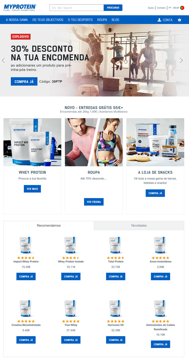 Myprotein葡萄牙官方网站：英国优质运动营养品牌