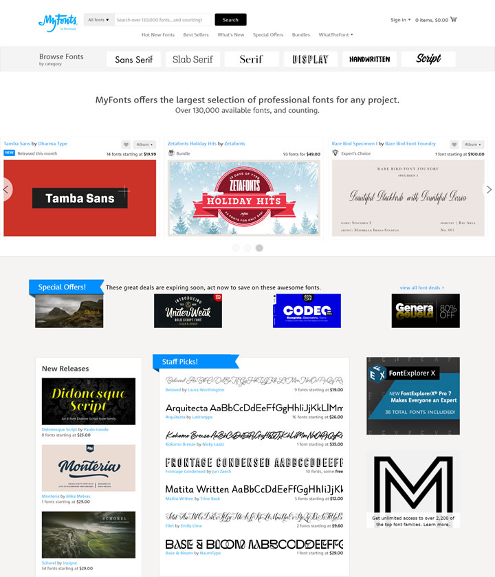 世界上最大的字体市场：MyFonts