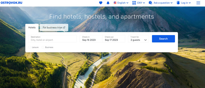 俄罗斯在线酒店预订网站：Ostrovok.ru