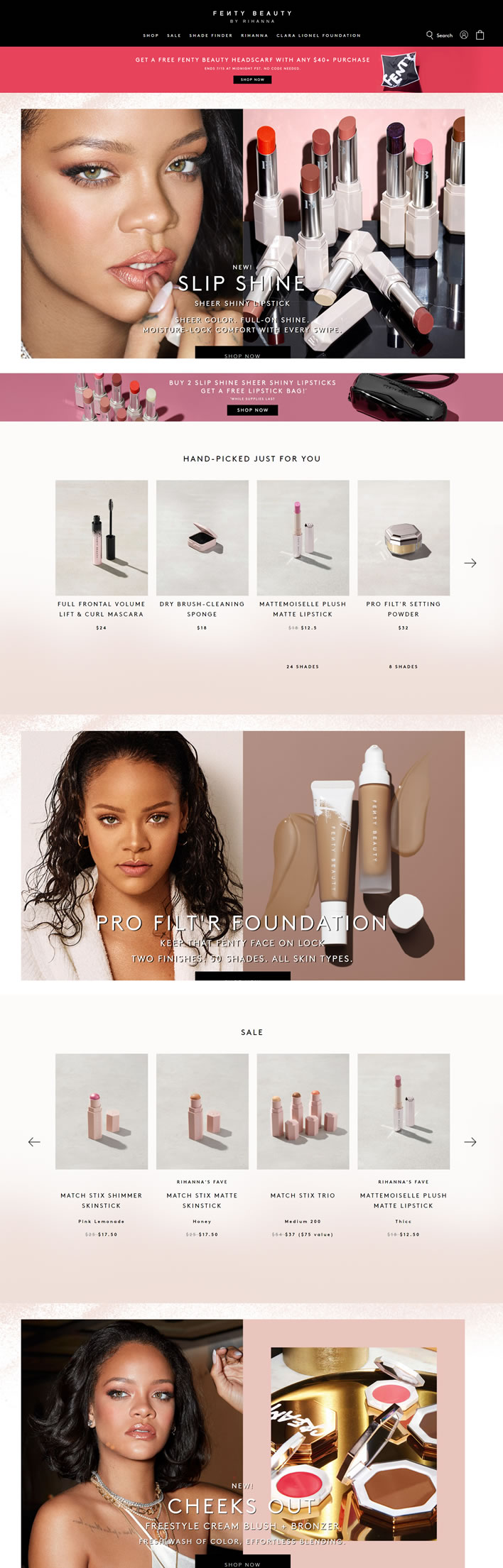 Fenty Beauty官网：蕾哈娜创立的美妆品牌