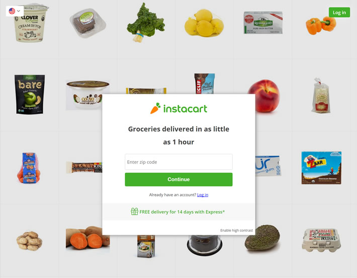 从当地商店送来的杂货：Instacart