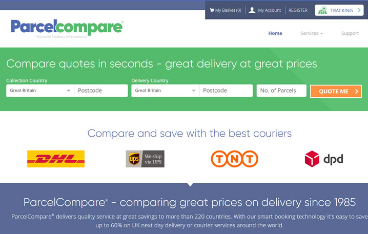 英国和国际包裹递送：ParcelCompare