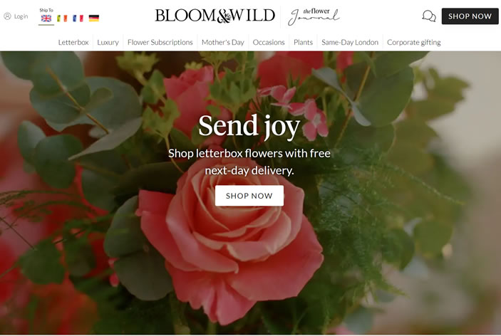 英国信箱在线鲜花速递公司：Bloom &#038; Wild