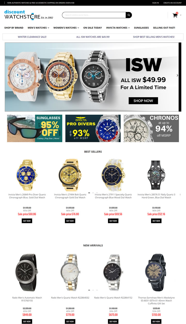 美国一家著名的手表在线折扣网站：Discount Watch Store