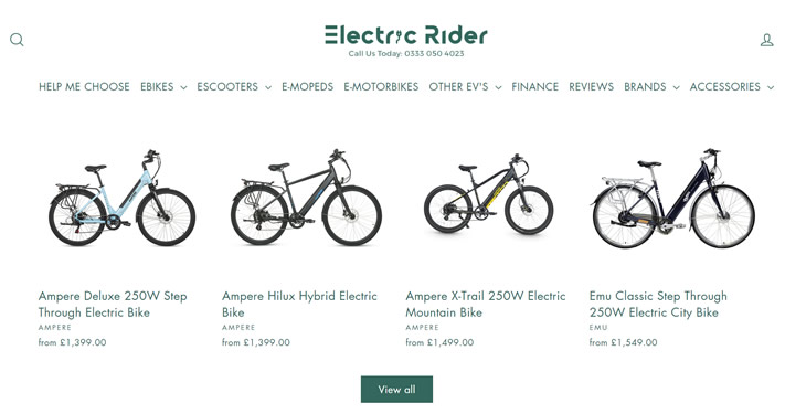 英国电动自行车在线商店：Electric Rider