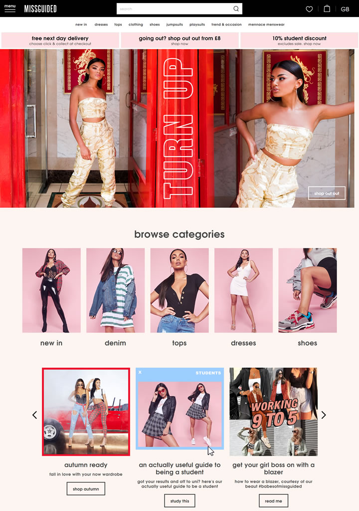 英国时尚女装购物网站：Missguided