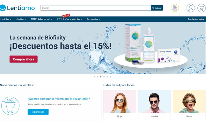 西班牙购买隐形眼镜、眼镜和太阳镜网站：Lentiamo.es