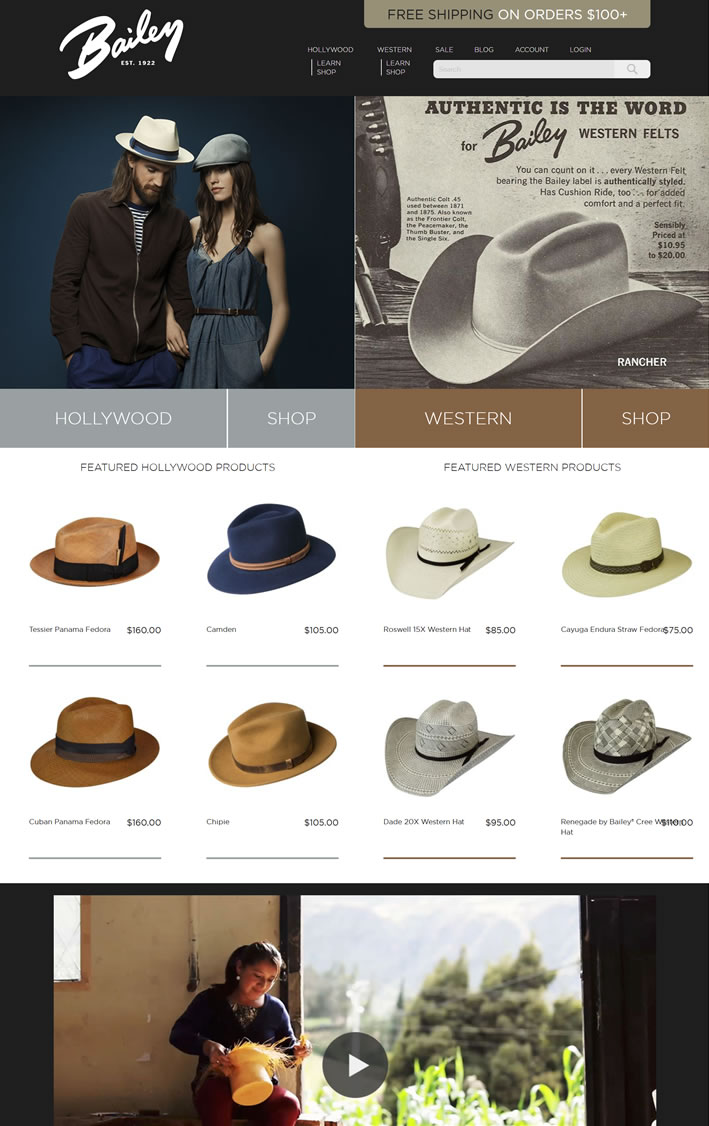 Bailey帽子官方商店：Bailey Hats