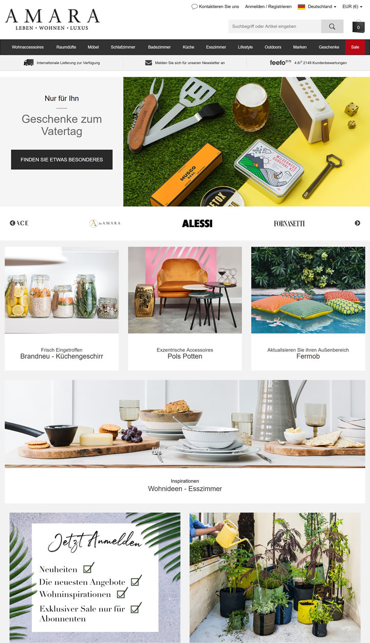 Amara德国：家居饰品、设计师品牌和豪华礼品