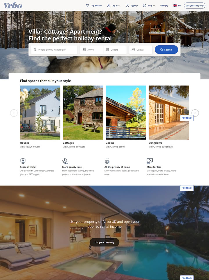 Vrbo英国：预订度假屋