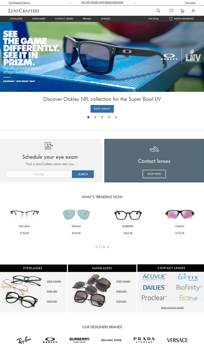 美国眼镜网站：LensCrafters