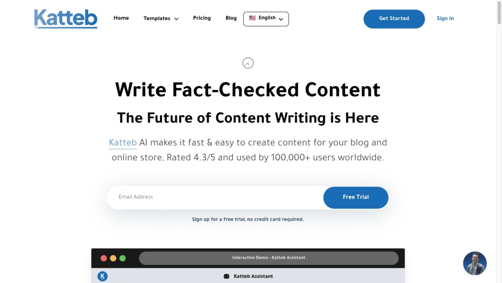 Katteb: Katteb is an AI-powered writing software that provides highly credible content with fact-checking technology.