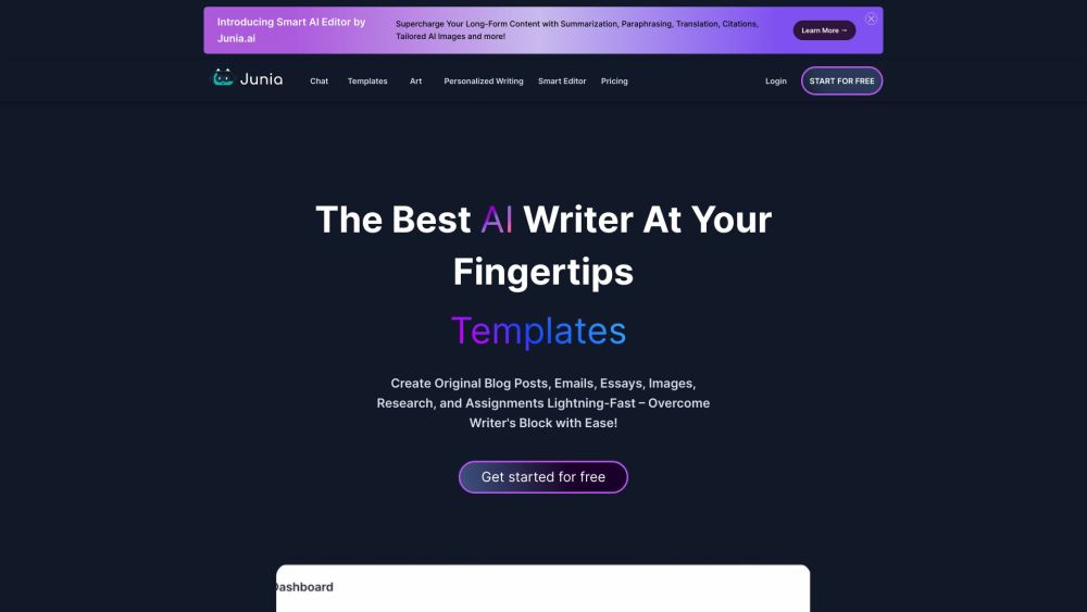 Junia AI: Junia AI is a platform that uses AI to create content for blogs, emails, and ads.