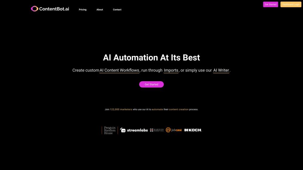 ContentBot - AI 内容自动化和工作流程：ContentBot 是一种 AI 工具，可以为营销人员自动化和简化内容创建。