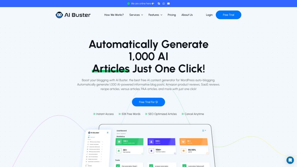 AI Buster：AI Buster：人工智能驱动的内容生成器，用于 WordPress 自动博客等。