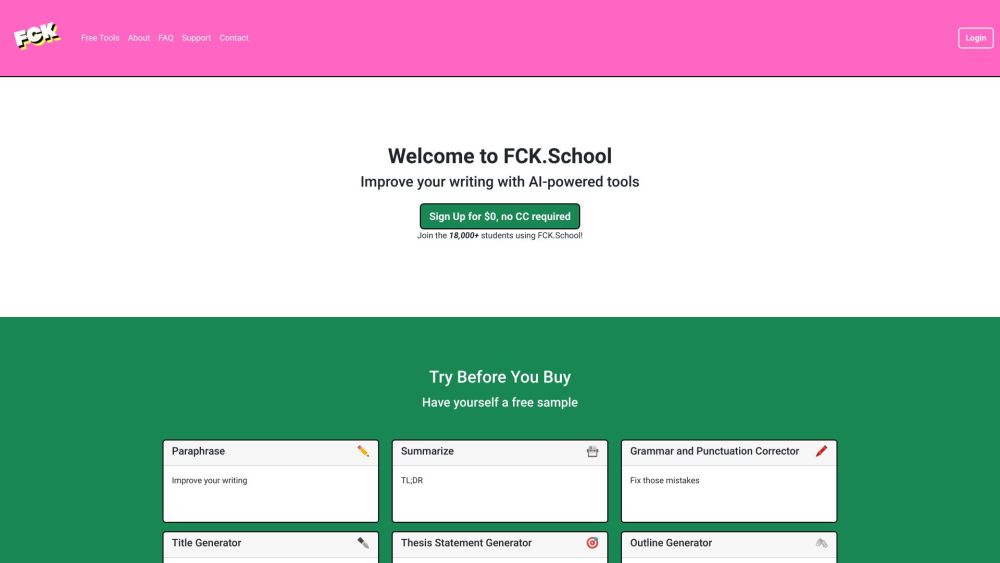 FCK.School：面向学生的人工智能写作工具。