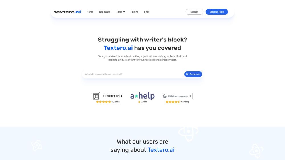 Textero.ai：Textero.ai 是一款革命性工具，利用人工智能辅助学术写作。