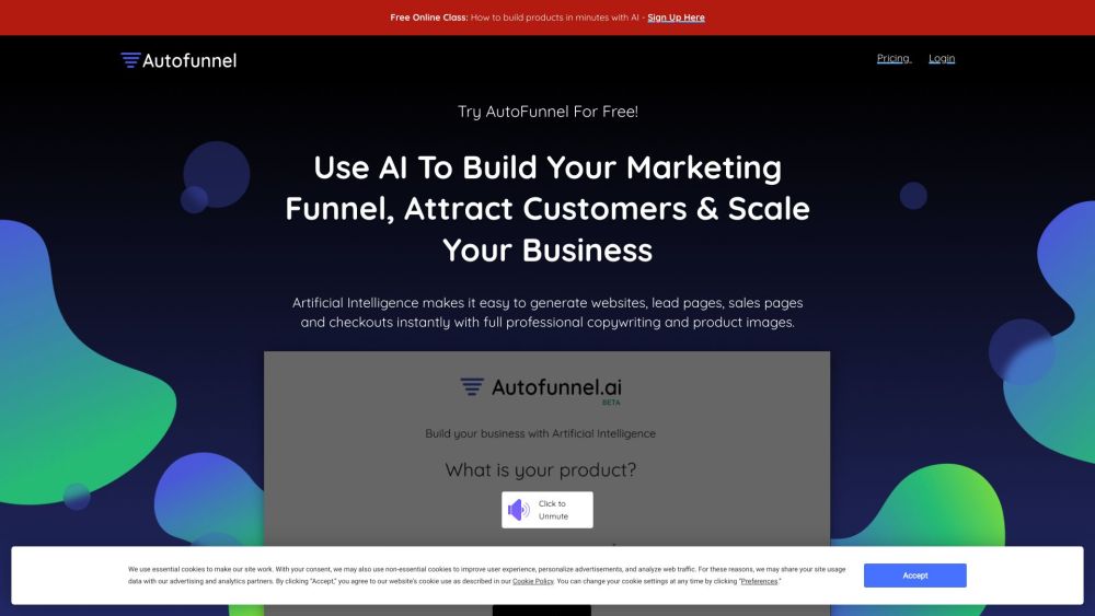 AutoFunnel：人工智能驱动的网站构建器，用于高转化销售渠道。