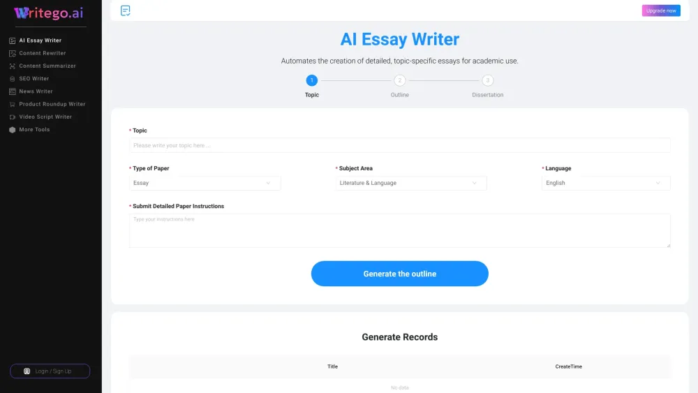 WriteGo.ai：实现学术卓越的人工智能写作助手