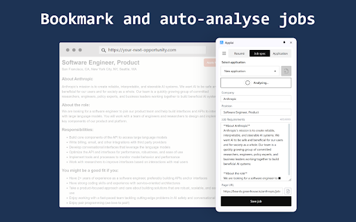 Applai ai chrome 扩展：人工智能驱动的求职信和工作申请生成器