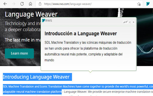 Language Weaver Instant Translation ai chrome 扩展：适用于浏览器的即时翻译插件