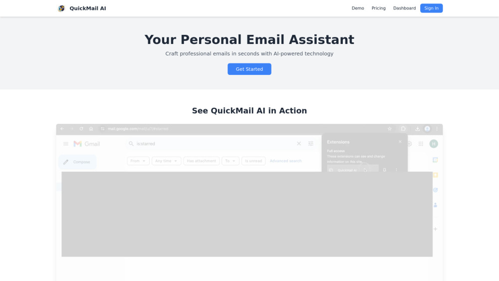 QuickMail AI：通过 AI 高效生成电子邮件的电子邮件助手。