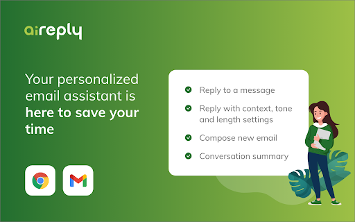 Aireply ai chrome 扩展：AI 电子邮件写作工具，实现高效沟通。