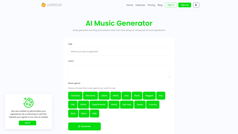 Music AI：人工智能音乐和歌曲生成工具