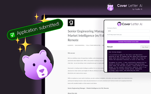 Hustle AI 求职信生成器 ai chrome 扩展：轻松生成自定义求职信