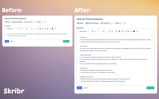 Skribr ai chrome扩展：任务描述重写工具
