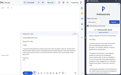 Professional Email Rephraser ai chrome 扩展：立即增强电子邮件专业性