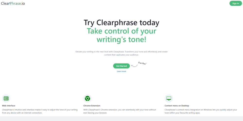 ClearPhrase：ClearPhrase 通过用户友好的界面和方便的工具帮助用户控制写作的语气。