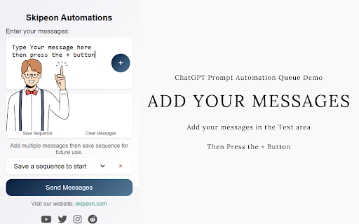 ChatGPT Prompt Automation Queue ai chrome 扩展：自动化和管理 ChatGPT 的消息序列。