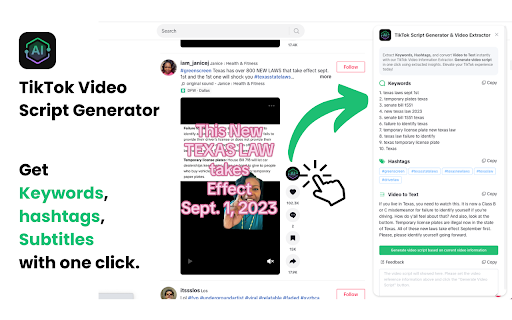TikTok Script Generator ai chrome 扩展：适用于 TikTok 的人工智能视频脚本生成器