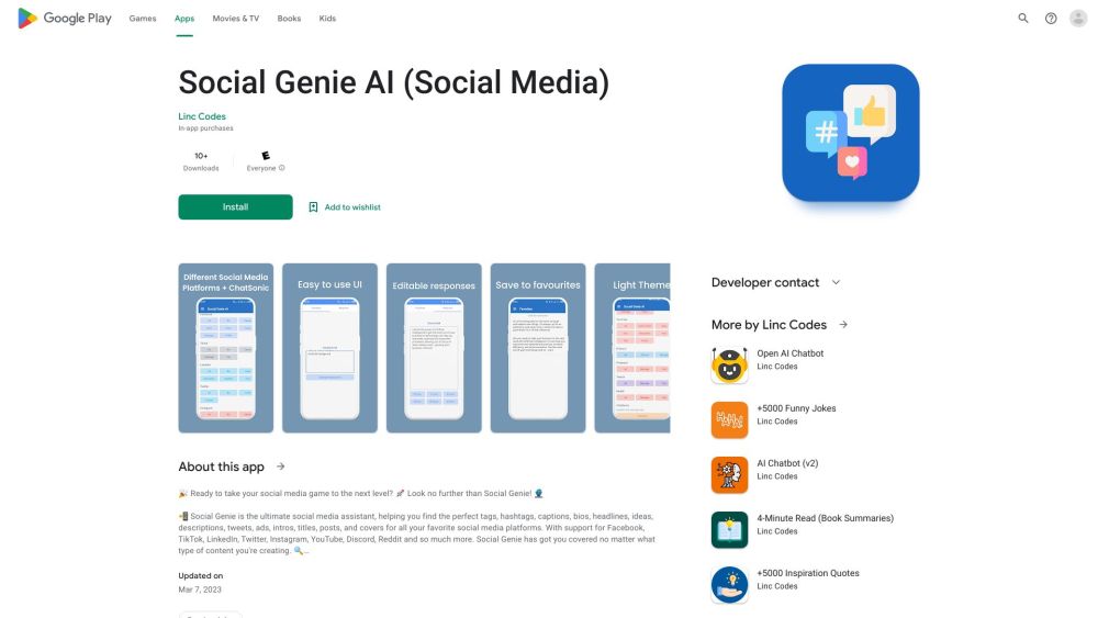 Social Genie：人工智能驱动的应用程序，用于生成引人入胜的社交媒体内容。