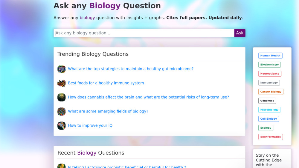 bioloGPT：具有见解和图表的交互式生物学问答平台。