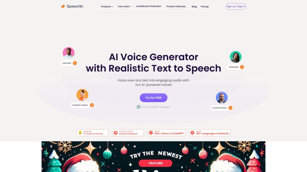 Speechki：AI 真实语音生成器和文本转语音解决方案