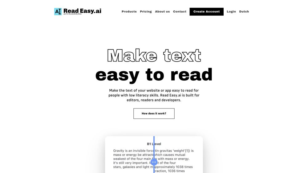 Read Easy.ai：Read Easy.ai 使文化程度较低的用户可以轻松阅读网站或应用程序上的文本。