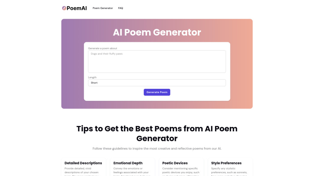 AI Poem Generator：人工智能诗歌生成平台