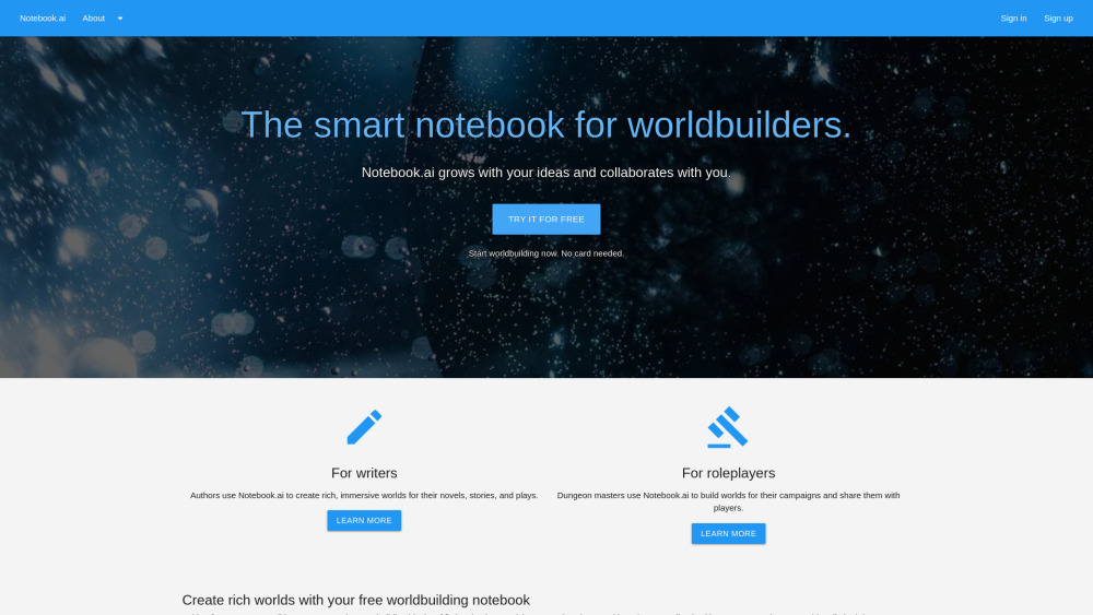 Notebook.ai：一款供世界构建者和作家设计宇宙的智能笔记本。