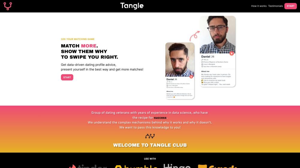 Tangle Club - 匹配更多：通过 Tangle Club 优化您的约会资料以获得更多匹配。