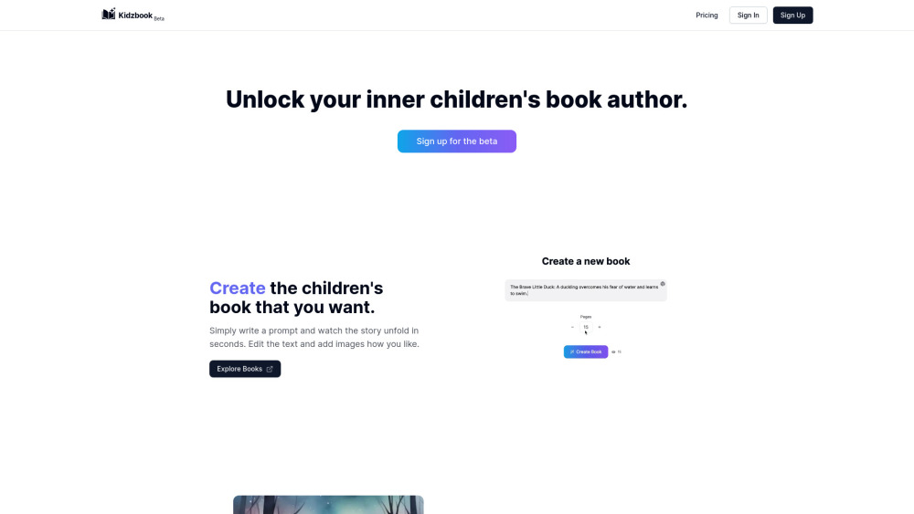 Kidzbook AI：创建个性化儿童图书的人工智能工具