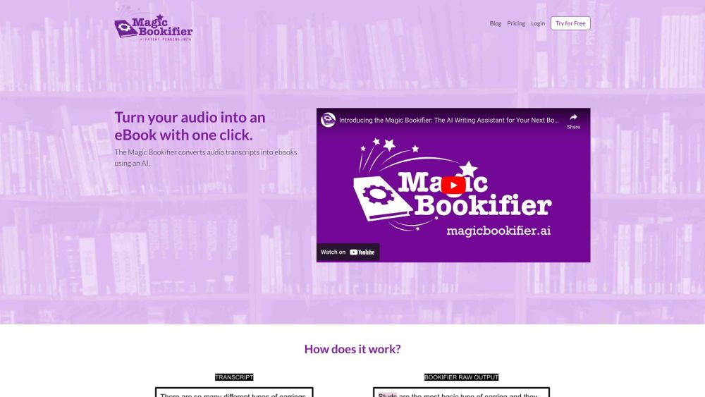 Magic Bookifier：Magic Bookifier 使用人工智能将音频文字记录转换为引人入胜的书籍，简化了书籍创作过程。