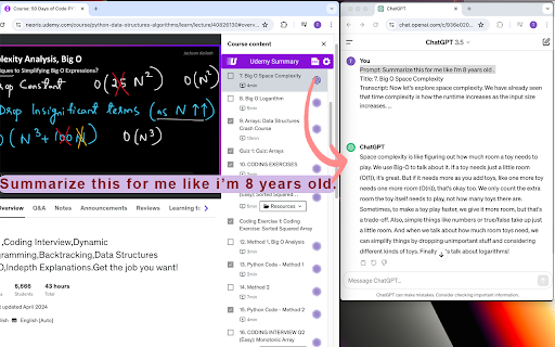 Udemy 摘要：利用 ChatGPT ai chrome 扩展的力量：高效的 Udemy 课程摘要工具