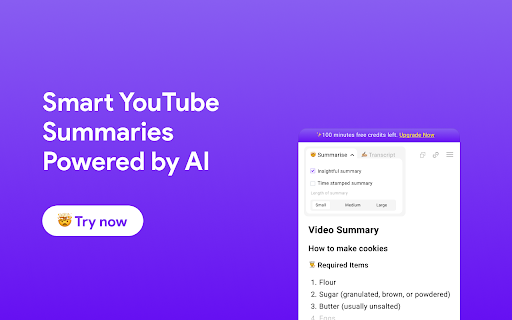 适用于 YouTube ai chrome 扩展的 AI Summarizer：几秒钟内获得视频见解