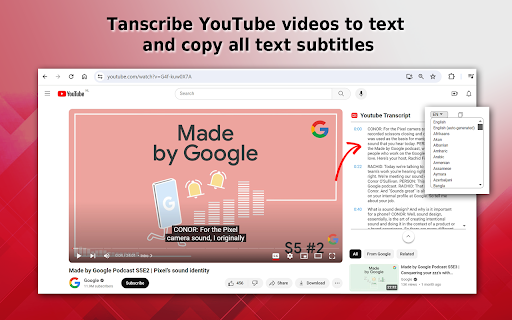 YouTube Transcription ai chrome 扩展：轻松转录 YouTube 视频