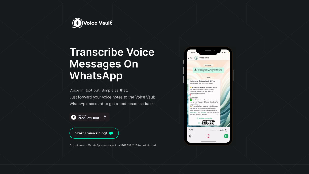 Voice Vault：基于 WhatsApp 的语音备忘录转录服务