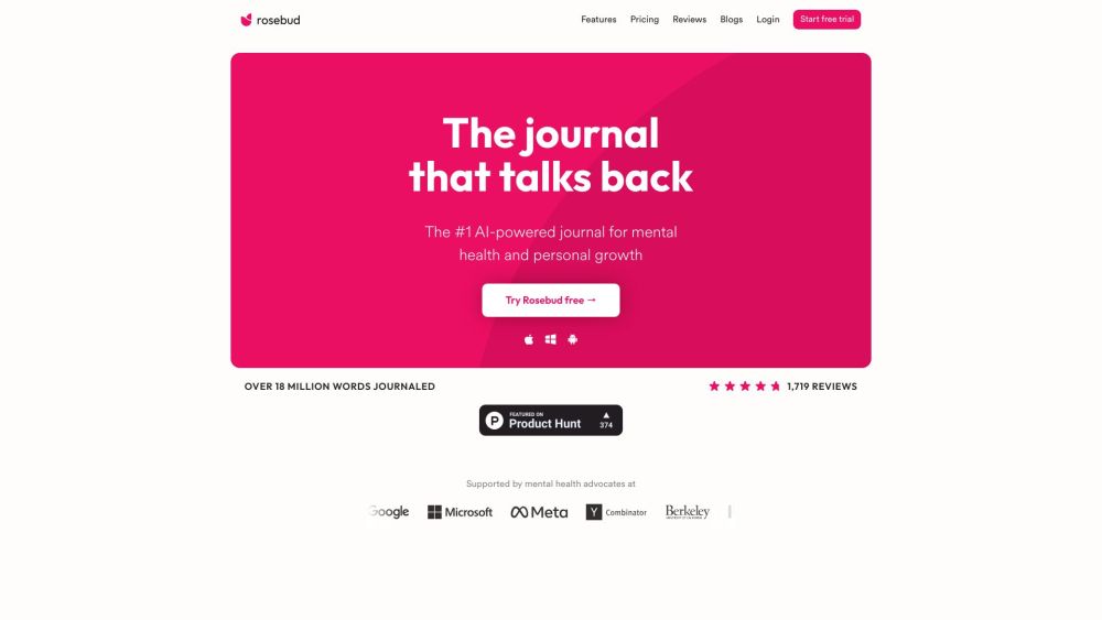 Rosebud - AI Journal for Personal Growth：人工智能驱动的个人成长日记。